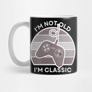 I'm not old, I'm Classic | Game Controller | Retro Hardware | Vintage Sunset | Grayscale| '80s '90s Video Gaming Mug